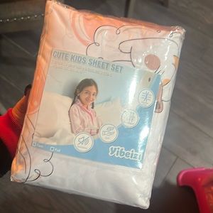 Yibeizi Cat Full Sheet Set for Girls, Kids Cute Pink Heart Bedsheet pillowcases